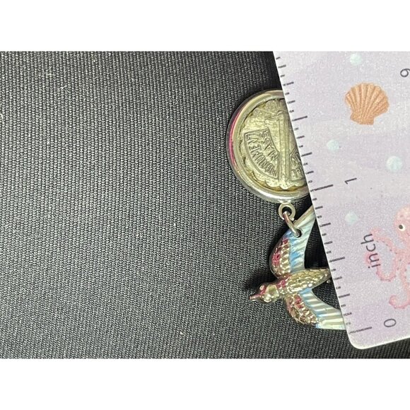 Vintage Bird Brooch Bunker Hill Boston Mass Dangle Charm Collectible Pin - Picture 5 of 7